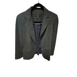 Talbots Womens Charcoal Gray Gold Crest Button Blazer Jacket VN5084 Size 6